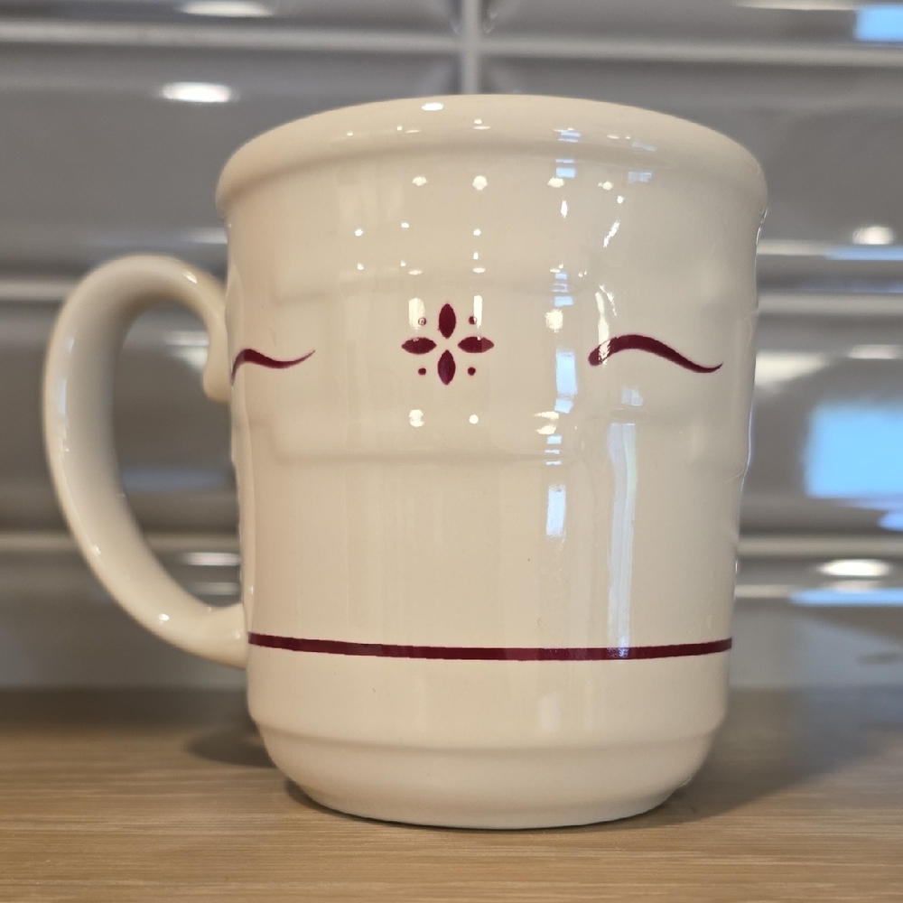Elegant White and Red Ceramic Mug